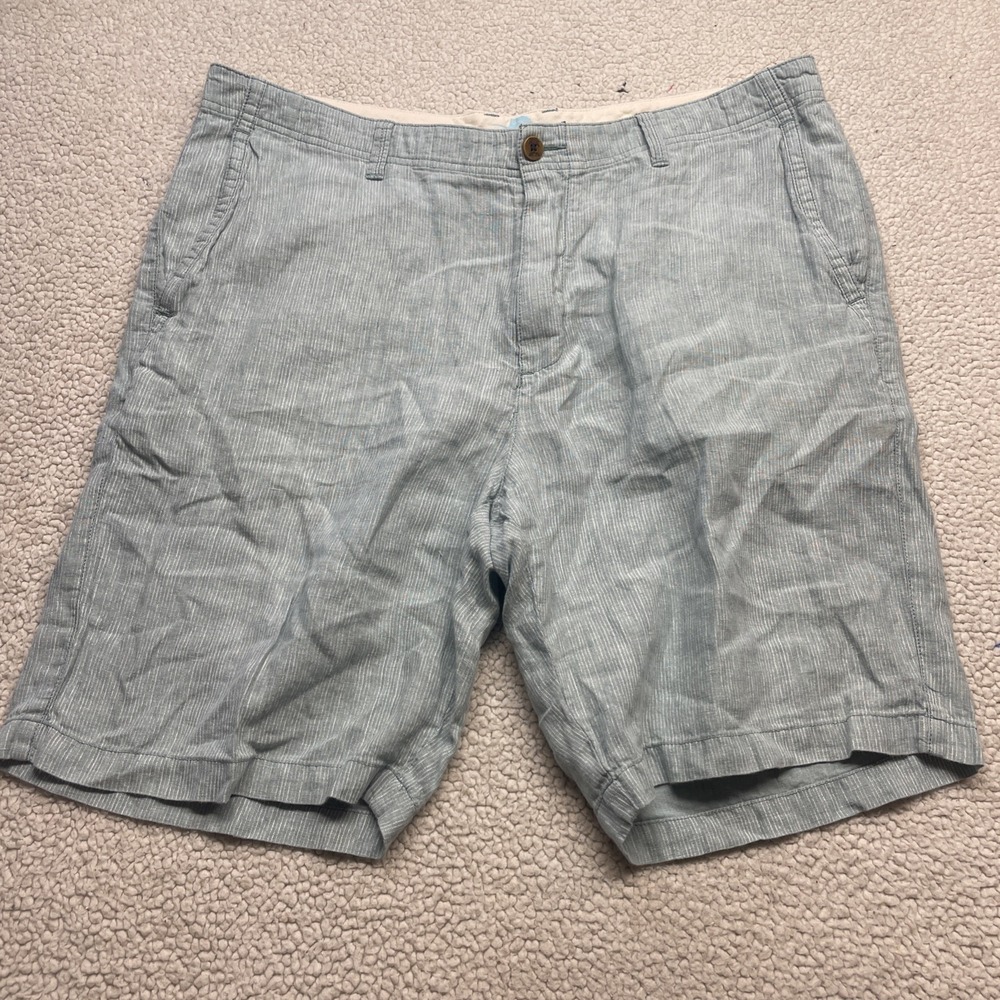 Tommy Bahama Shorts Men 38 (40)Blue Striped Flat Front Island Life Casual Cotton